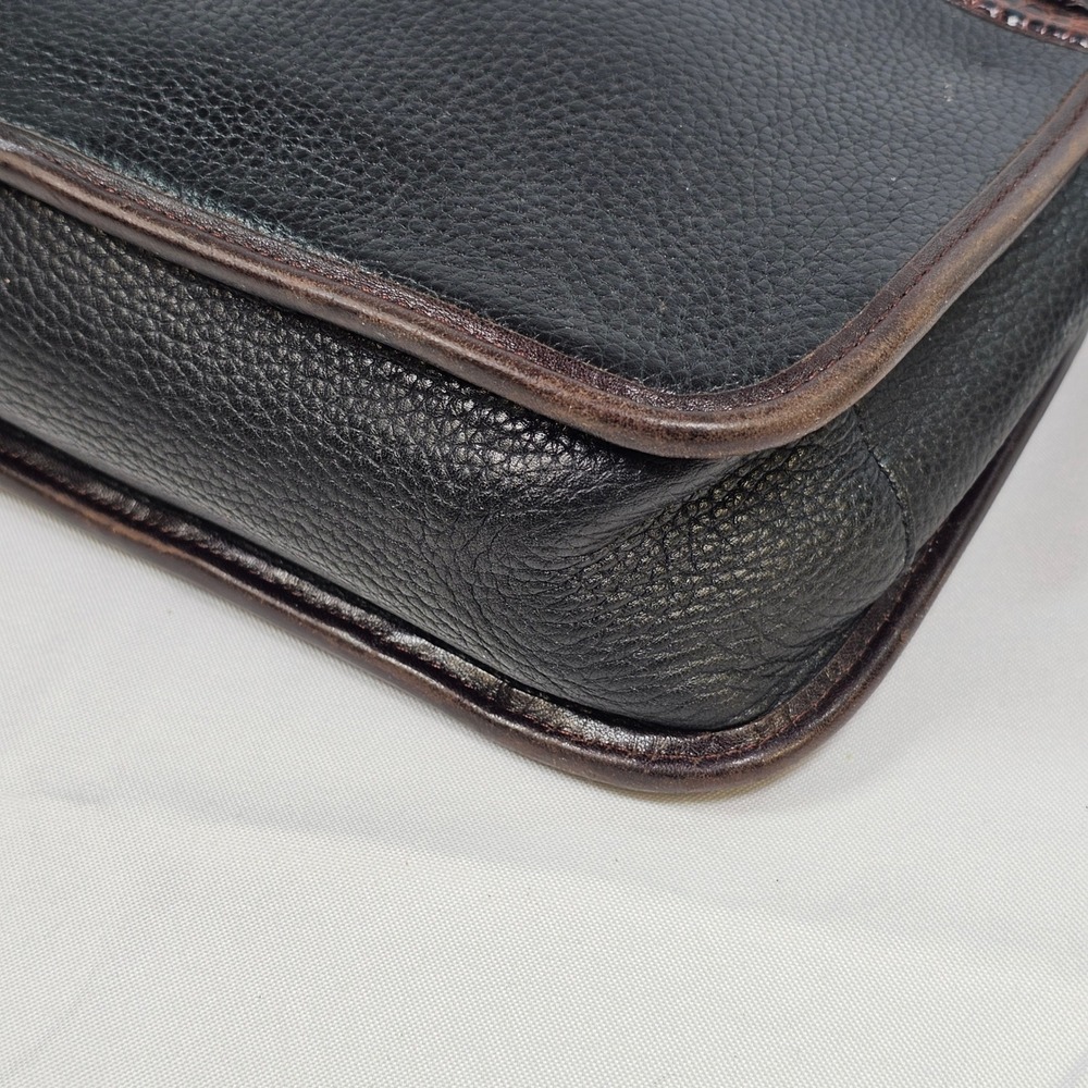Vintage Brighton Black Embossed Leather Shoulder Bag Croc Accent BowSilver Heart - Picture 8 of 10